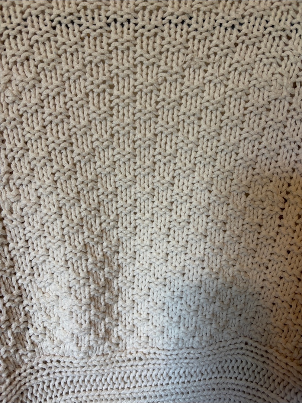 Chico's Cream Open-Front Cable & Crochet Knit Cardigan - Picture 4 of 6